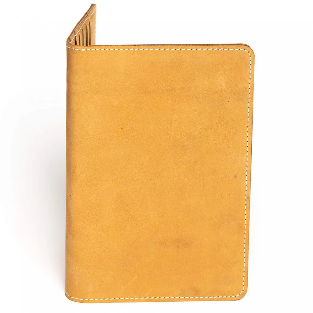 HILLER LEATHER FAMILY PASSPORT HOLDER/BUSINESS CARD HOLDER/MONEY PURSE FOR MEN AND WOMEN (Tan)