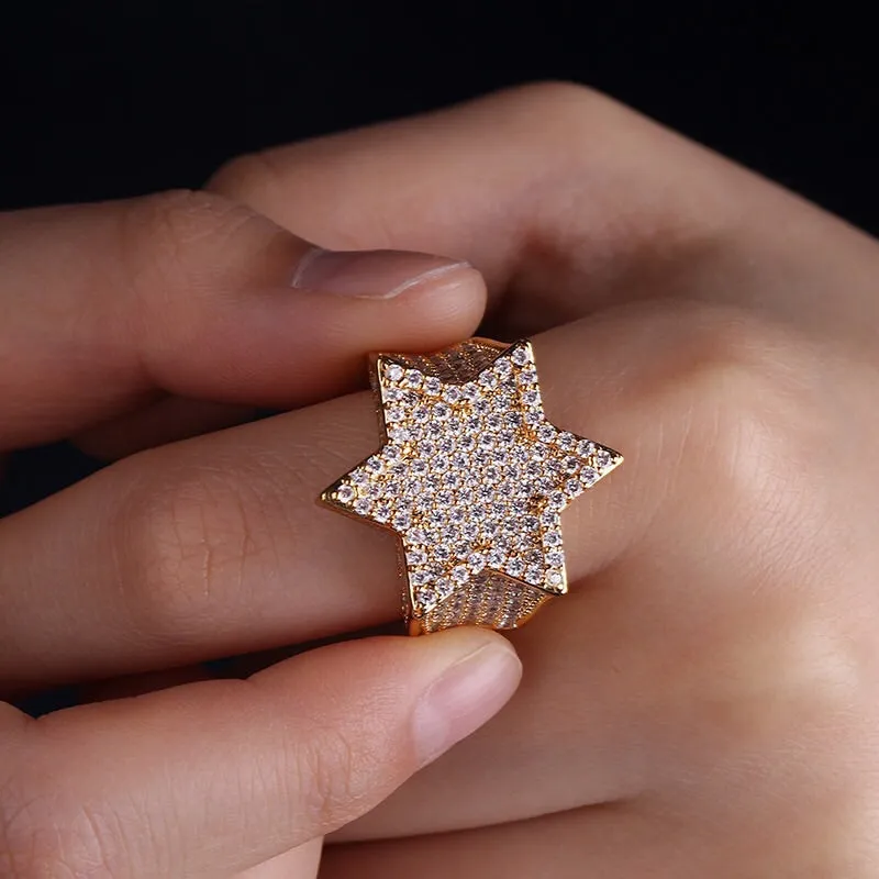 Hiphop hot selling iced out bling bling star ring