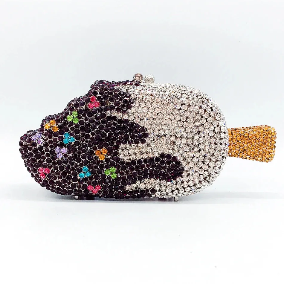 Ice Cream Shaped Rhinestone Clutch