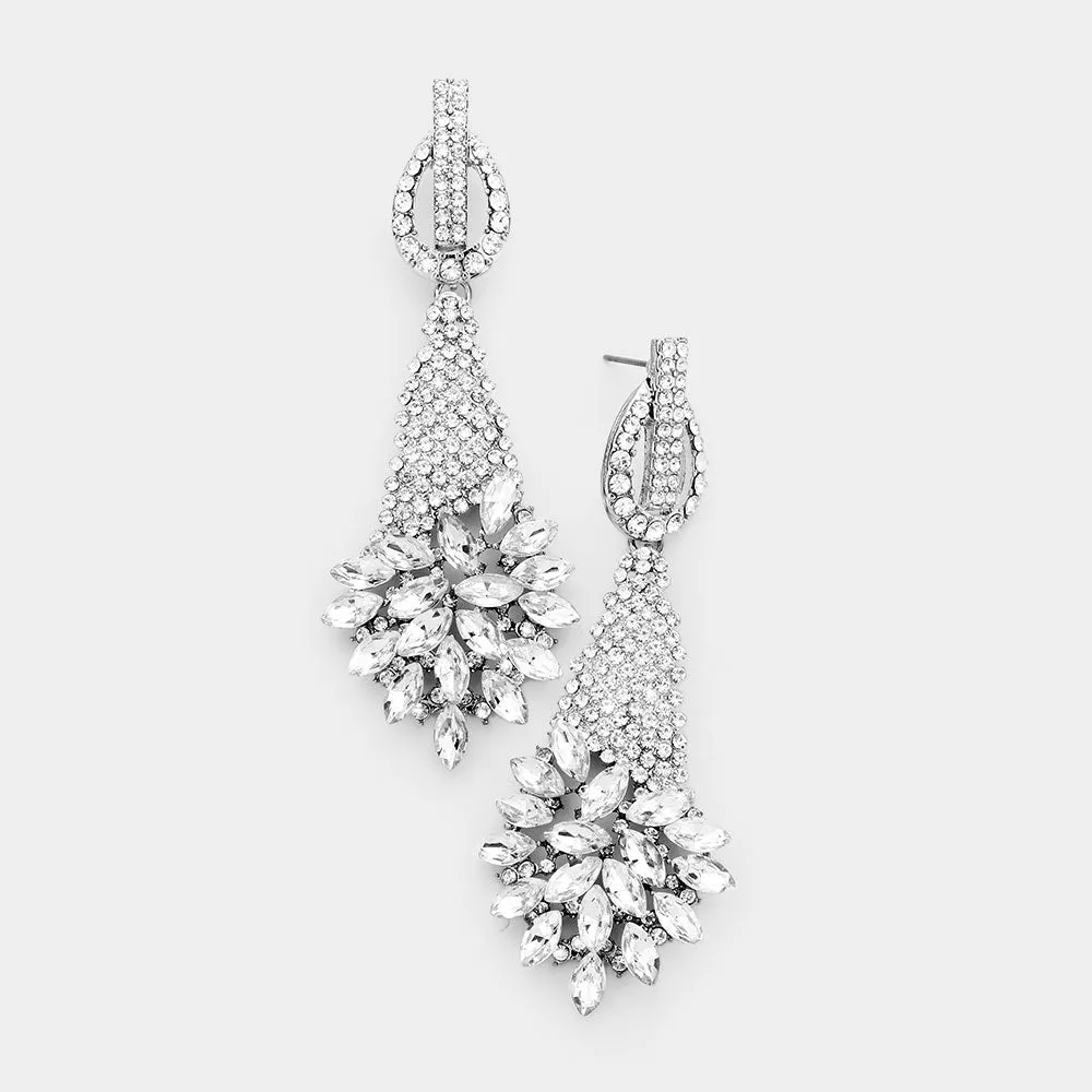 iLLASPARKZ Marquise Stone Cluster Accented Evening Earrings