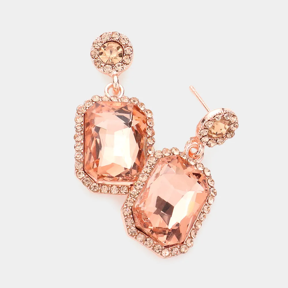 iLLASPARKZ Rhinestone Rectangle Stone Evening Earrings