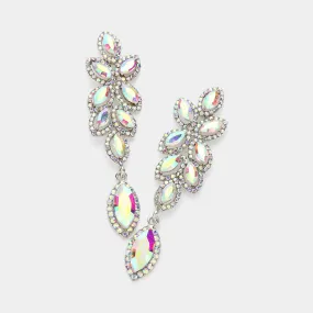 iLLASPARKZ Rhinestone Trim Marquise Stone Cluster Vine Evening Earrings