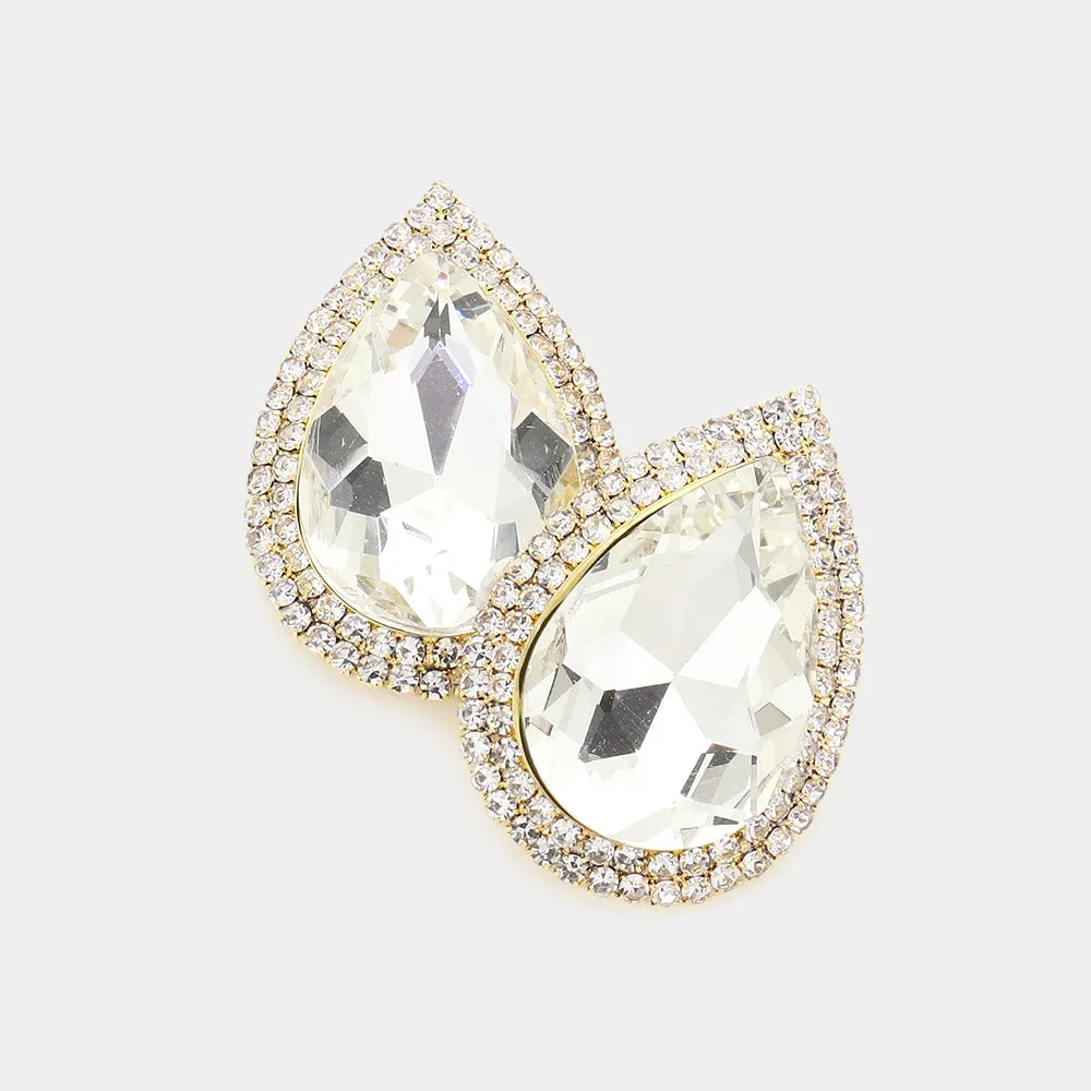 iLLASPARKZ Teardrop Stone Accented Evening Earrings