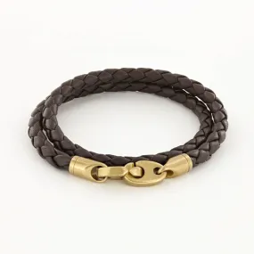 JOURNEY Double Wrap Leather Bracelet - BROWN + MATTE BRASS BRUMMELS