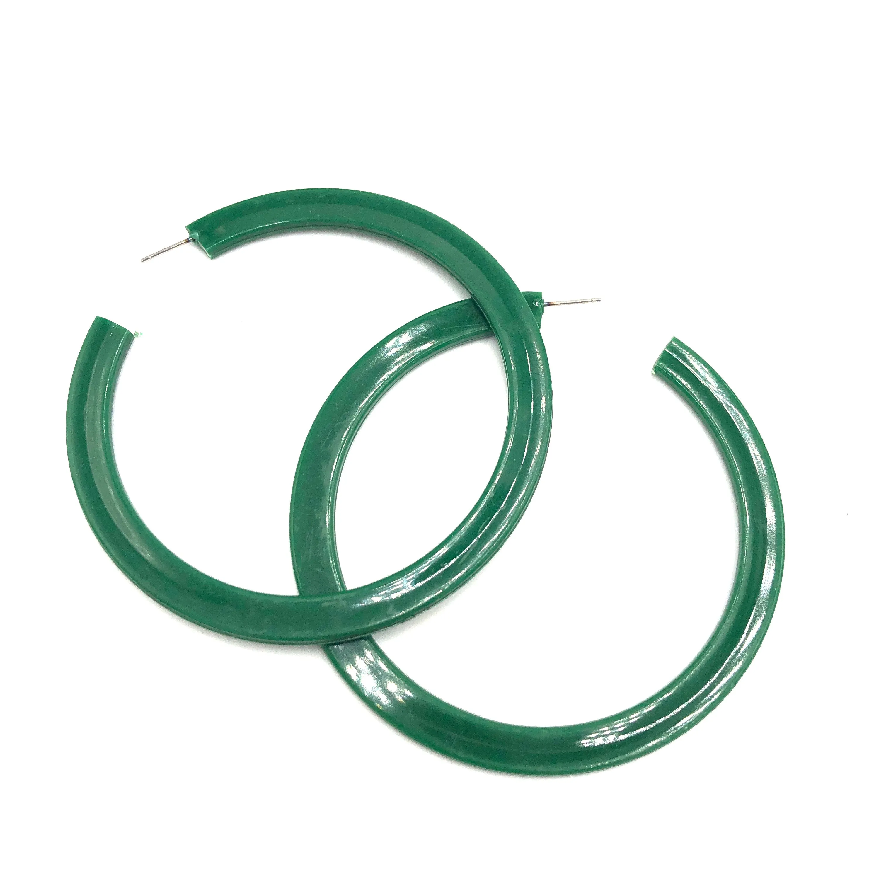 Kelly Green Acrylic Bangle Hoop Earrings