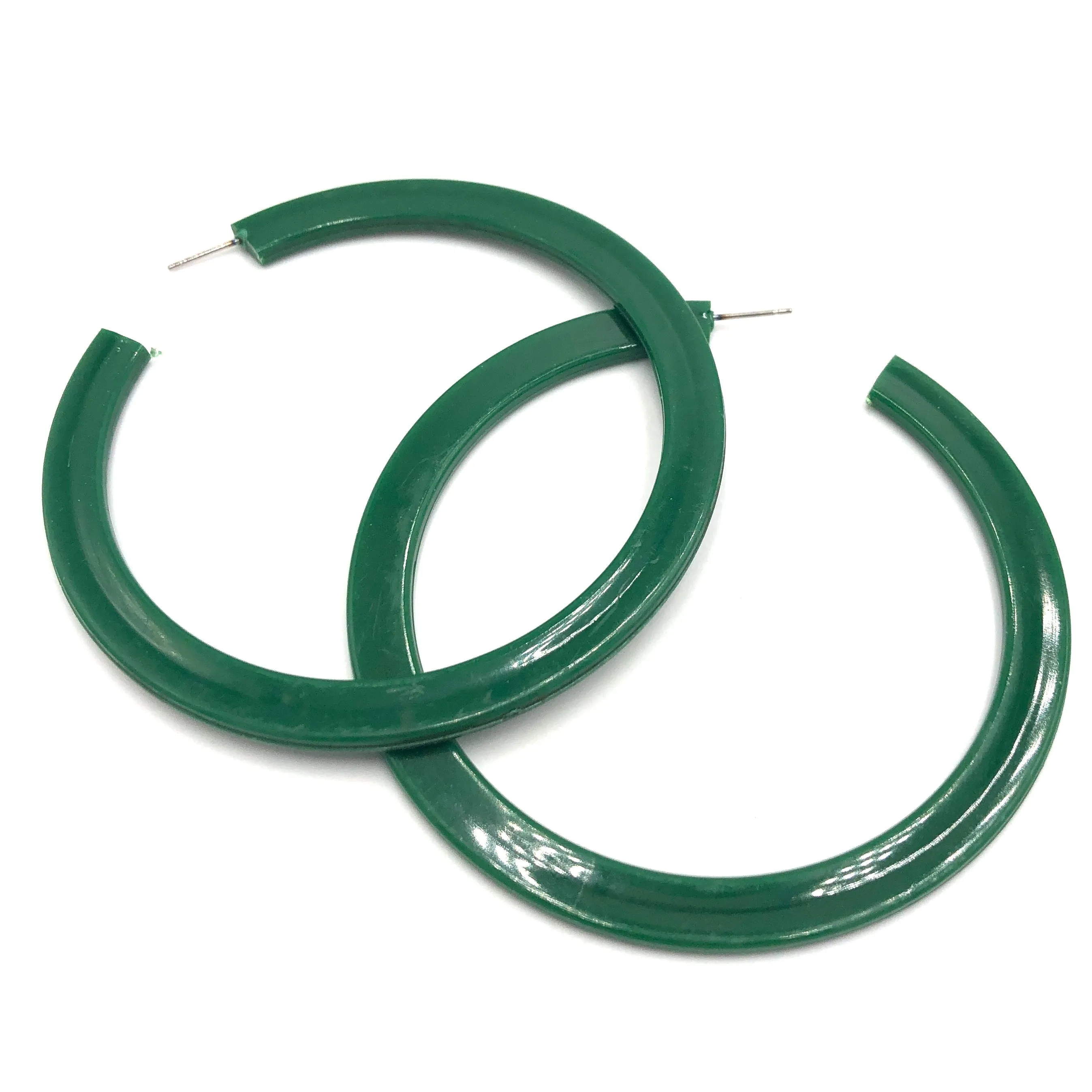 Kelly Green Acrylic Bangle Hoop Earrings