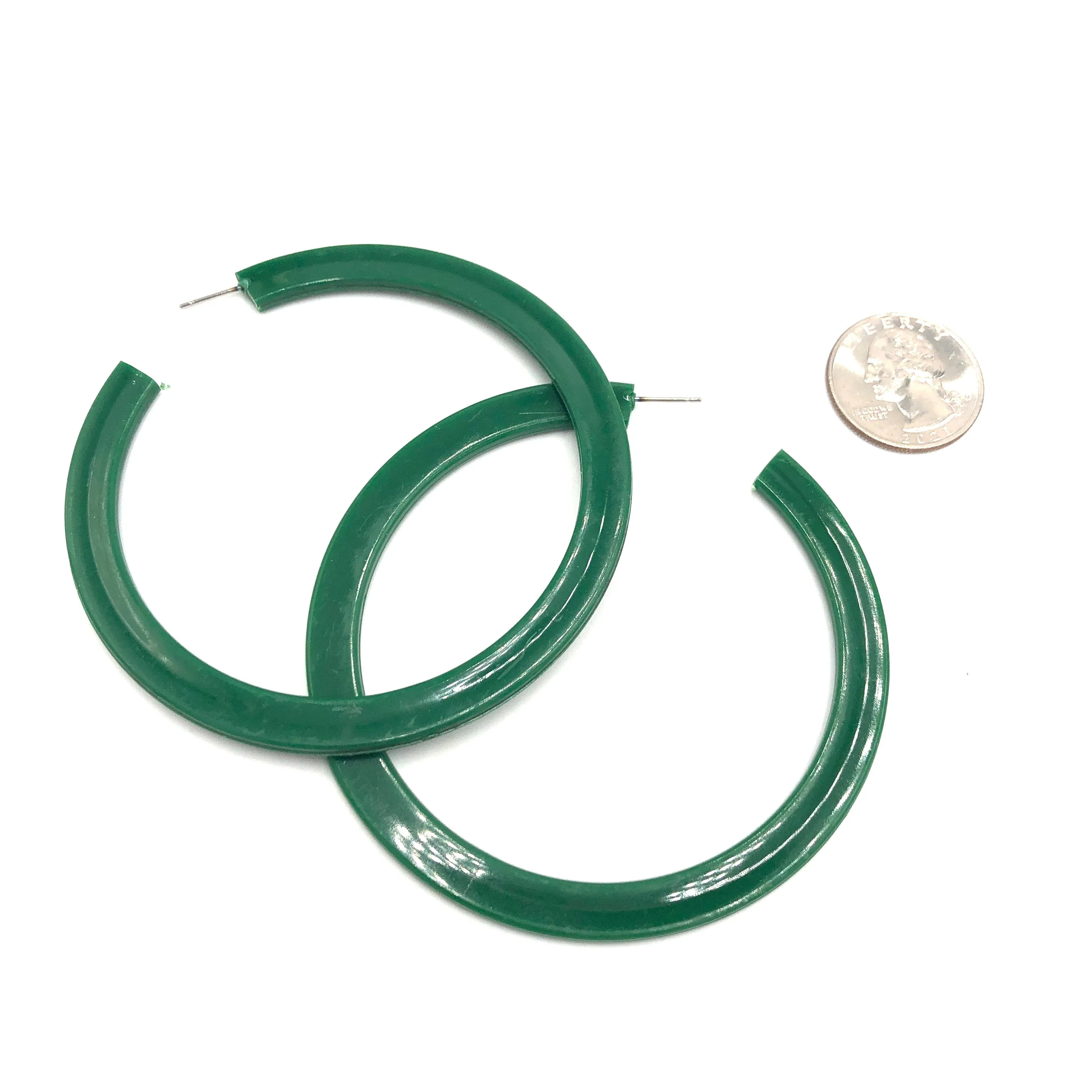 Kelly Green Acrylic Bangle Hoop Earrings