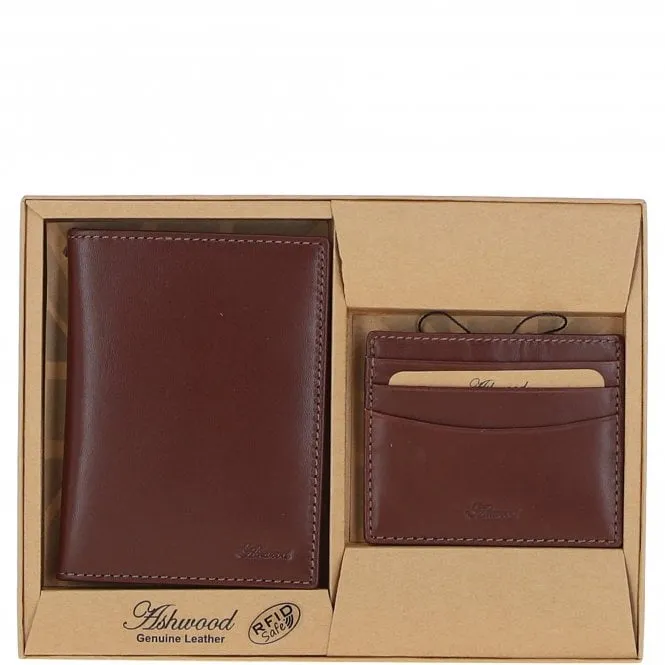 Leather Passport Cover & Card Holder Gift Set Chestnut: GS-1280