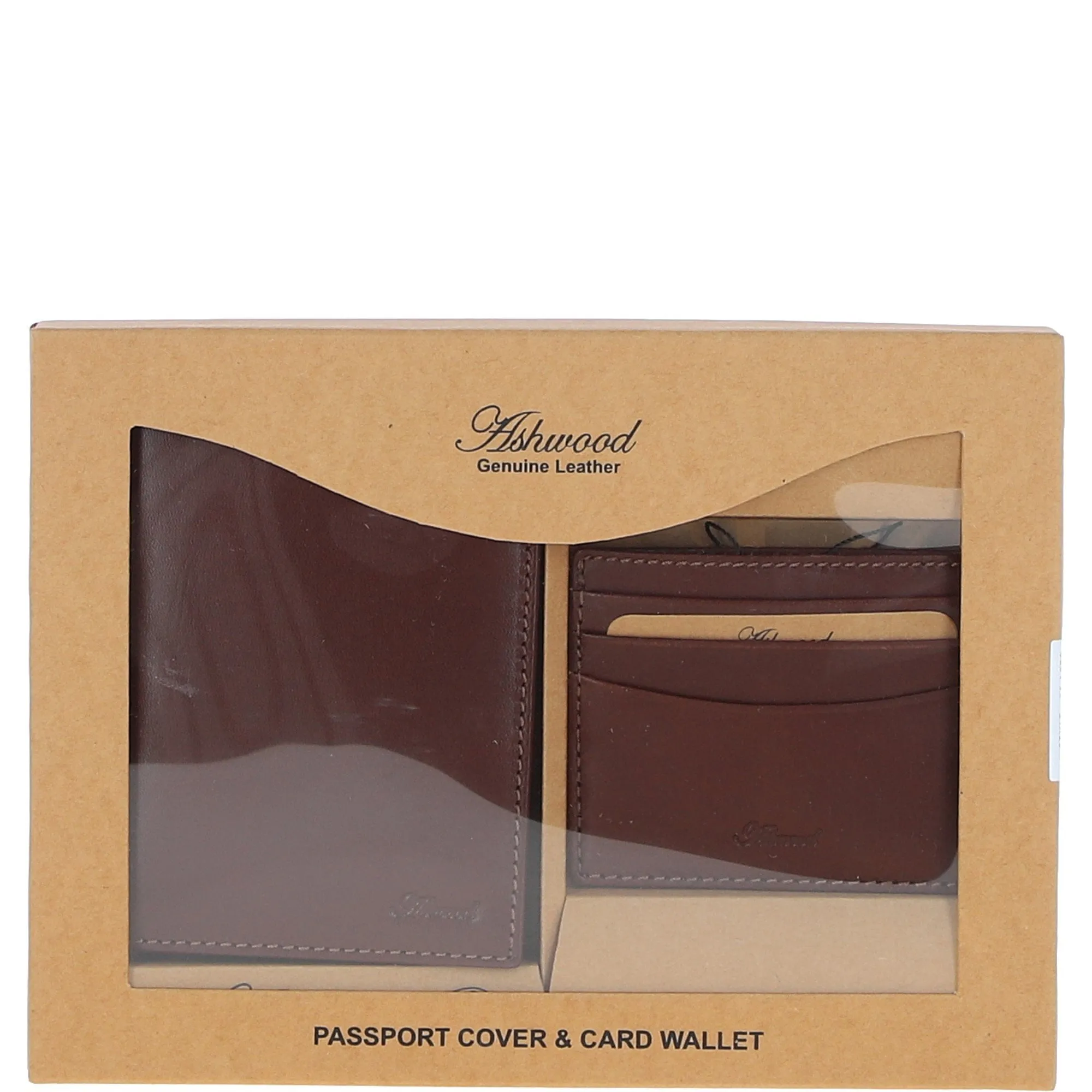 Leather Passport Cover & Card Holder Gift Set Chestnut: GS-1280