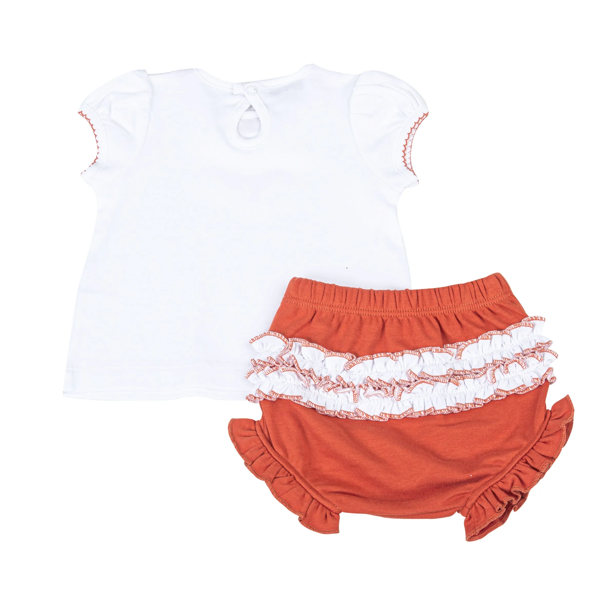 Lil' Longhorn Embroidered Ruffle Diaper Cover Set