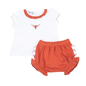 Lil' Longhorn Embroidered Ruffle Diaper Cover Set