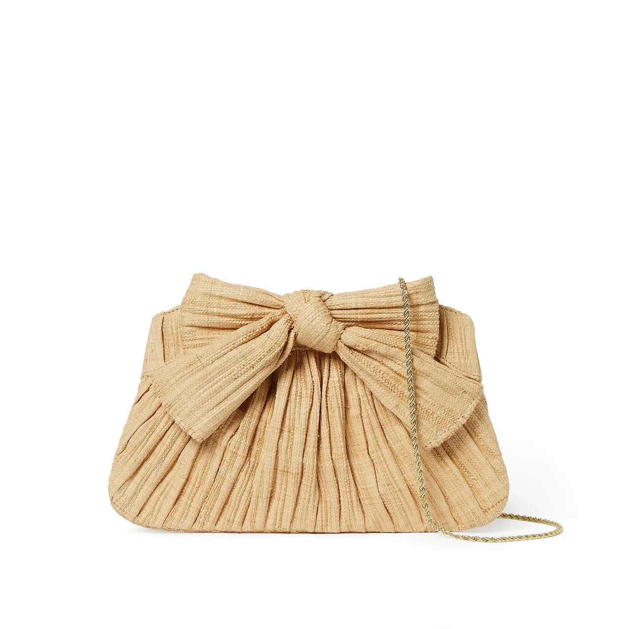 Loeffler Randall Rayne Pleated Bow Clutch, Natural