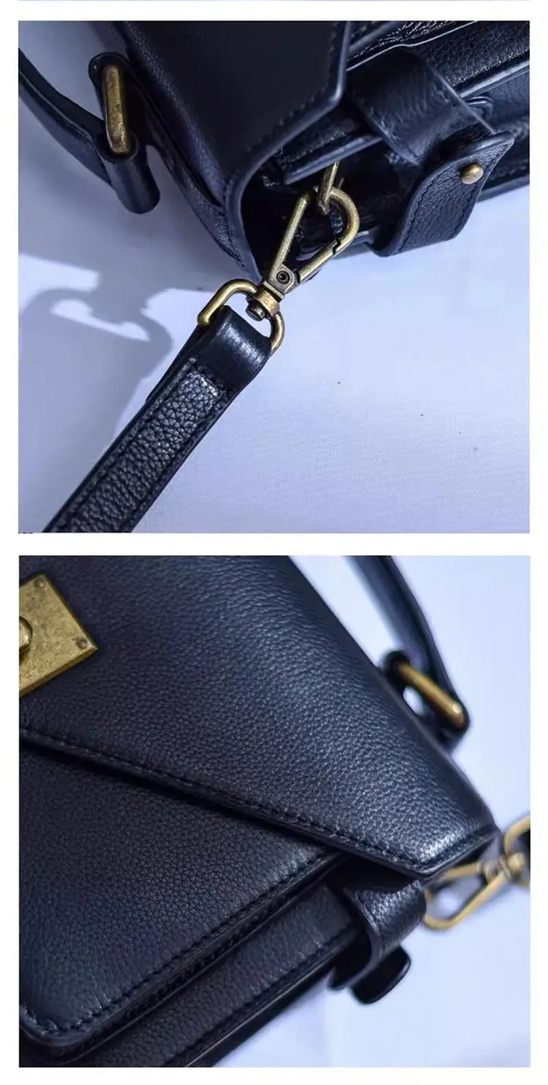 Luxury Genuine Leather Women's Black Crossbody Handbag