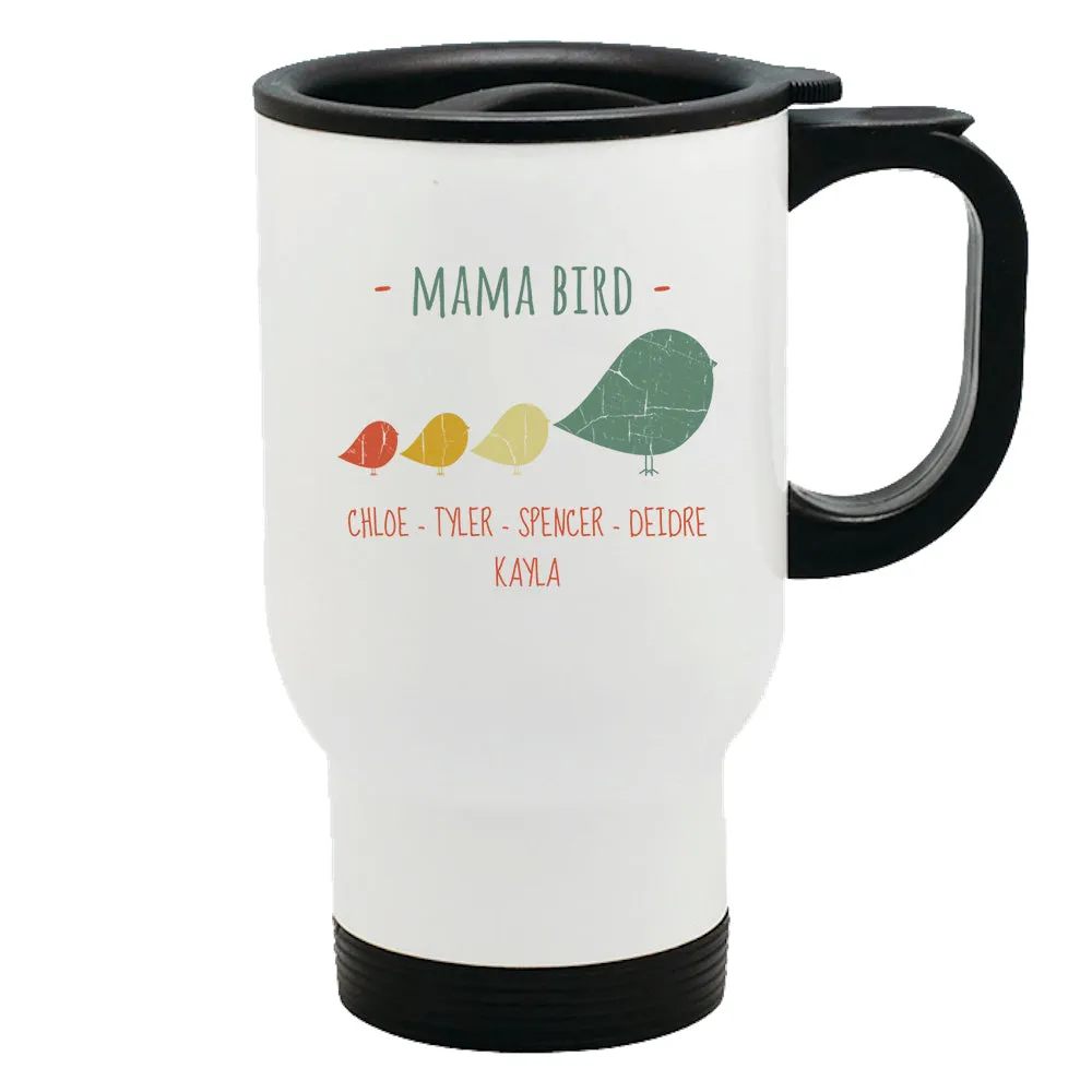 Mama Bird Personalized Metal Coffee and Tea Travel Mug