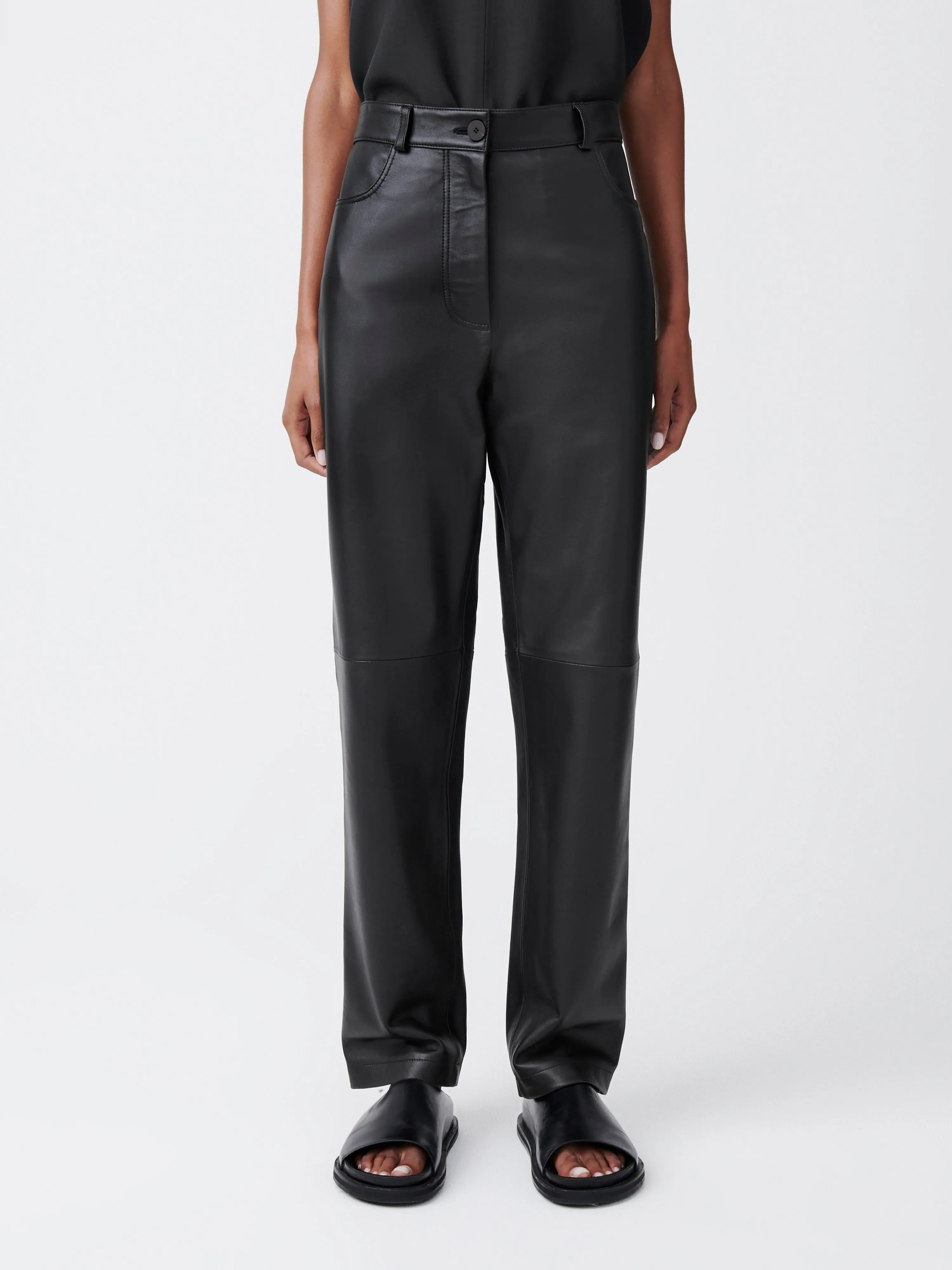 Opie Leather Pant in Black Grape