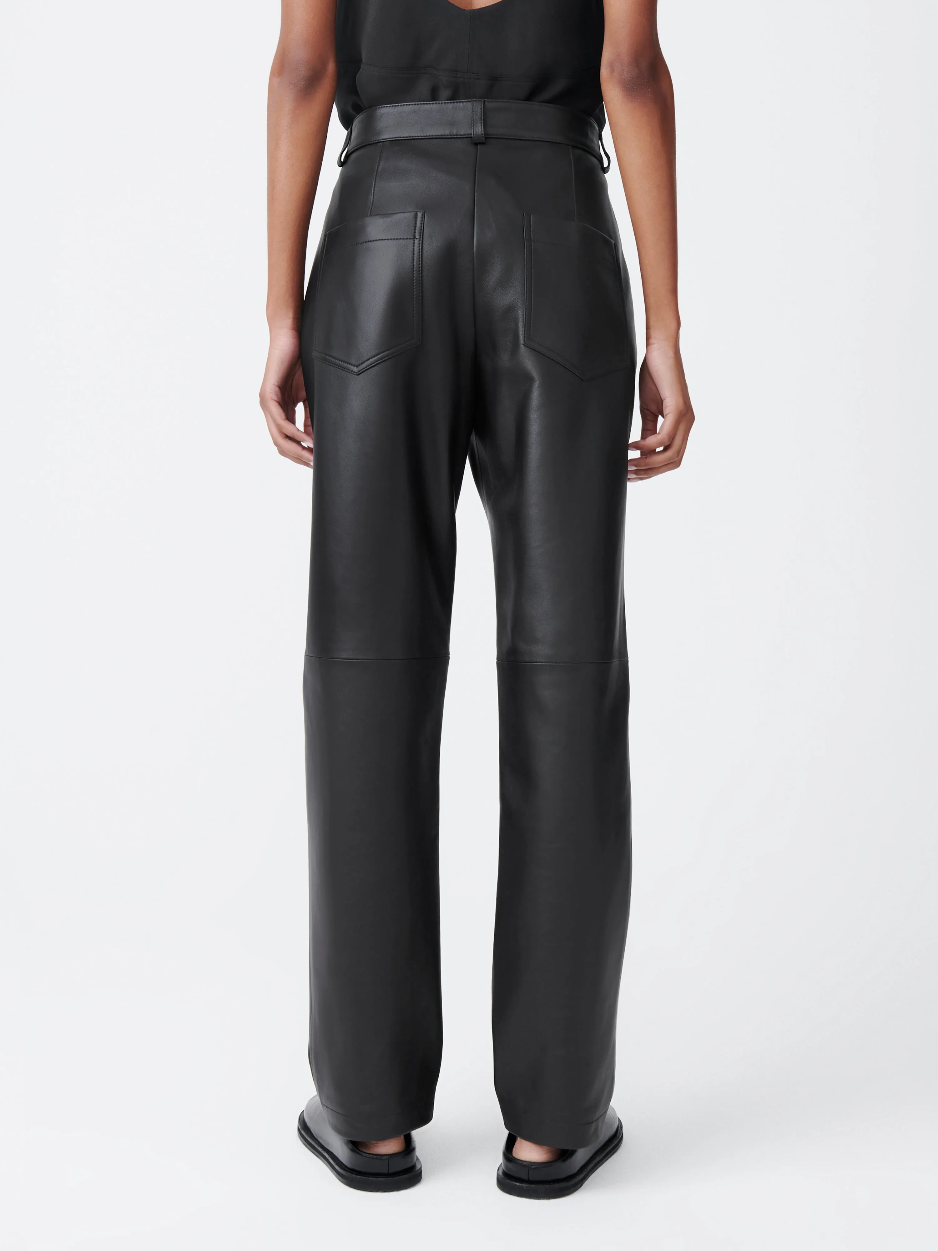 Opie Leather Pant in Black Grape