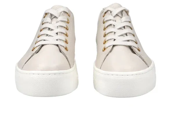 PAUL GREEN SUPER SOFT LEATHER IVORY PLATFORM TRAINERS 4790-685