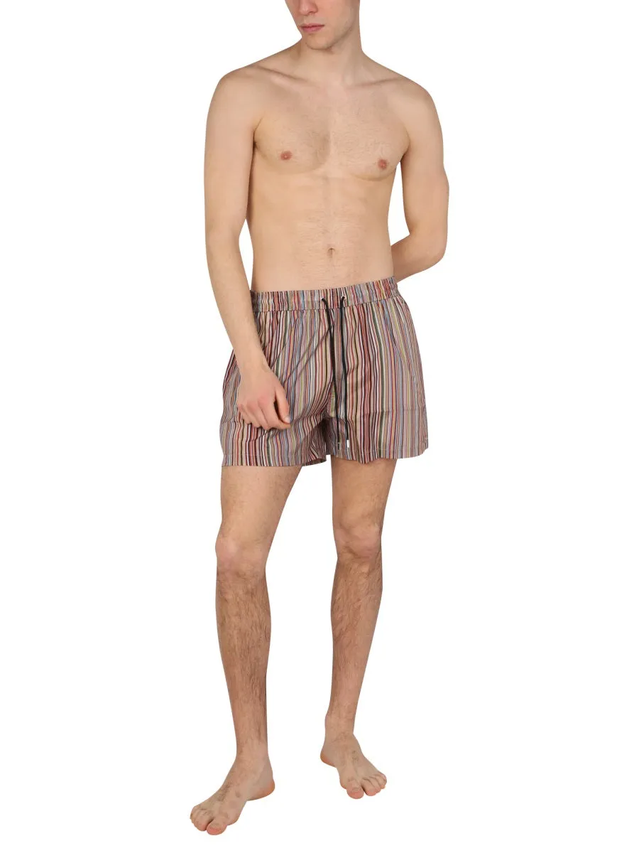 Paul Smith Striped Drawstring Swim Trunks