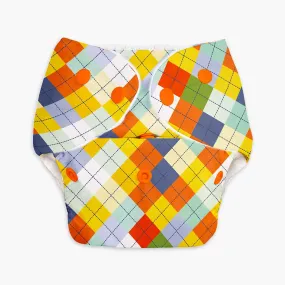 Peach Geometric - BASIC Cloth Diaper, New & Improved with EasySnap & Quick Dry UltraThin Pad