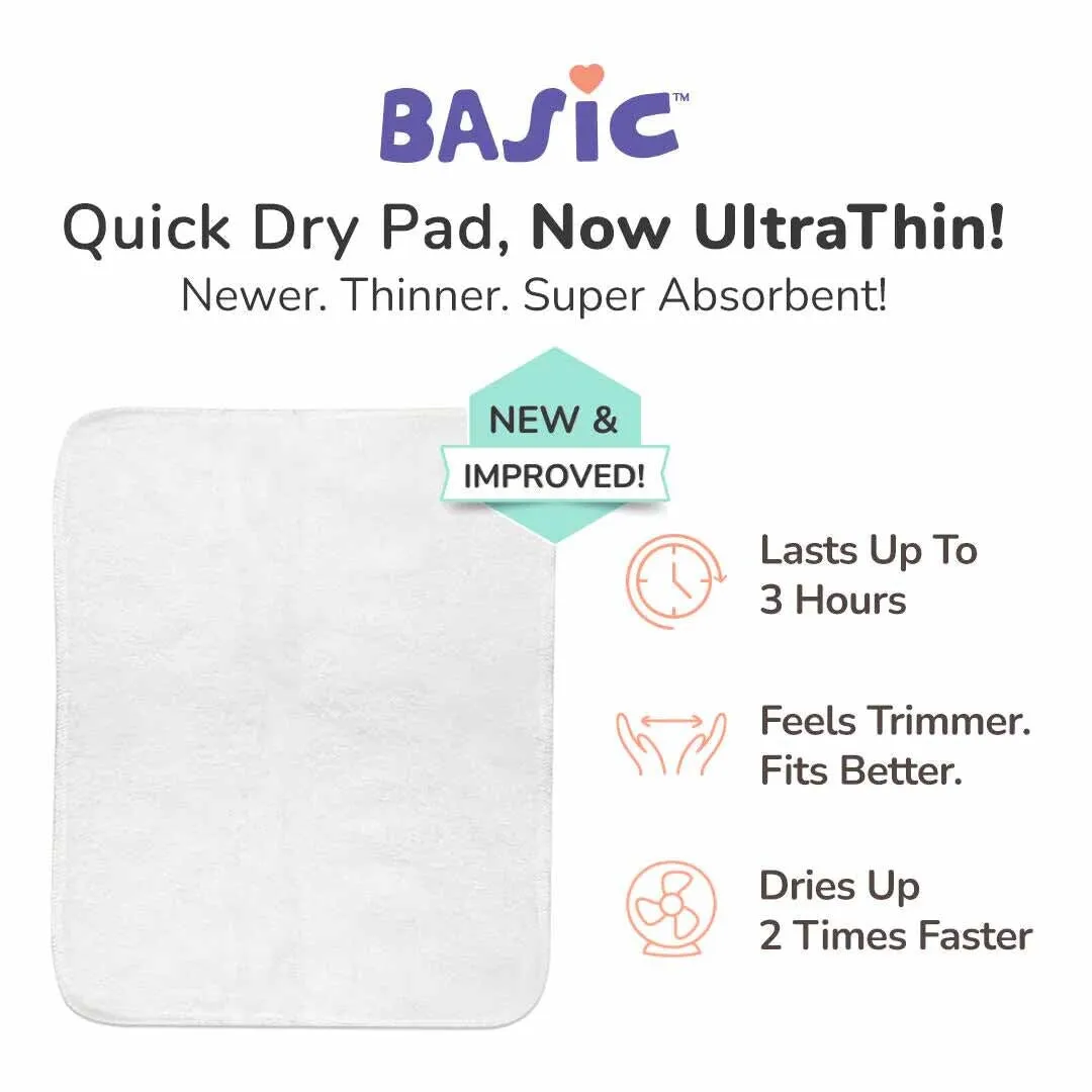 Peach Geometric - BASIC Cloth Diaper, New & Improved with EasySnap & Quick Dry UltraThin Pad