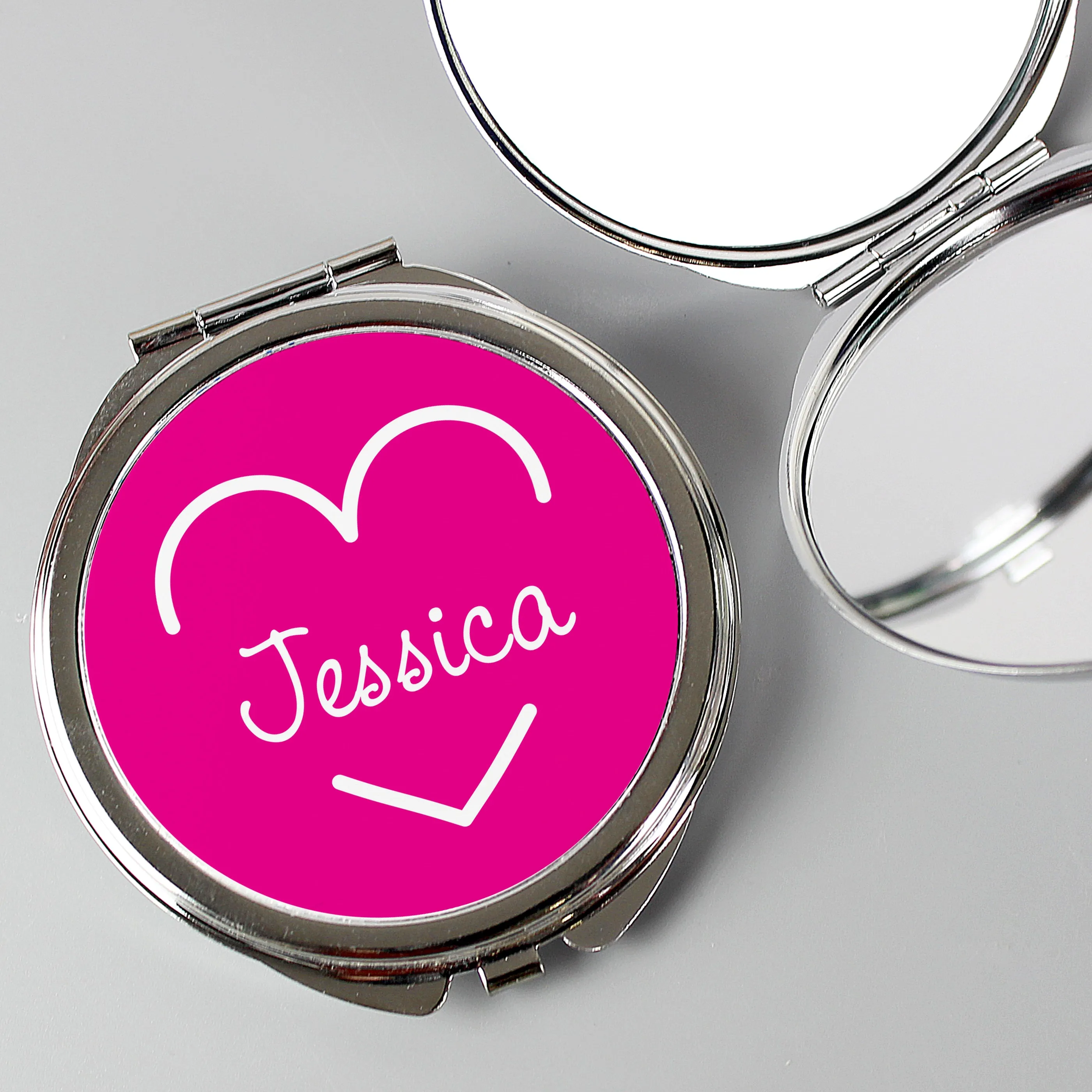 Personalised Pink Name Compact Mirror