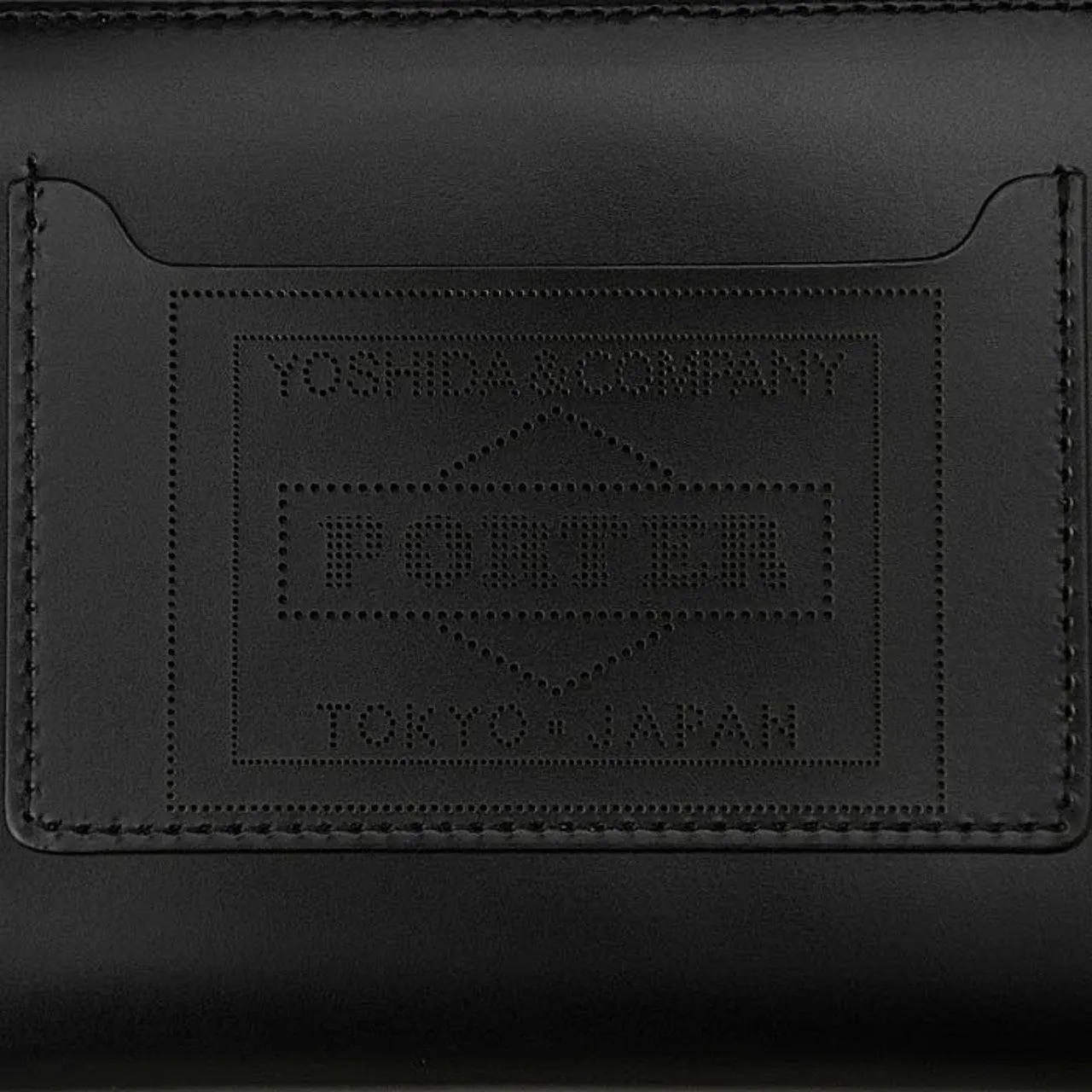 Porter-Yoshida & Co. PS LEATHER WALLET PASSPORT CASE (GLASS LEATHER Ver.) - BLACK x ORANGE