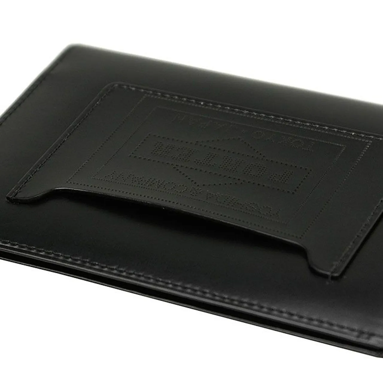 Porter-Yoshida & Co. PS LEATHER WALLET PASSPORT CASE (GLASS LEATHER Ver.) - BLACK x ORANGE