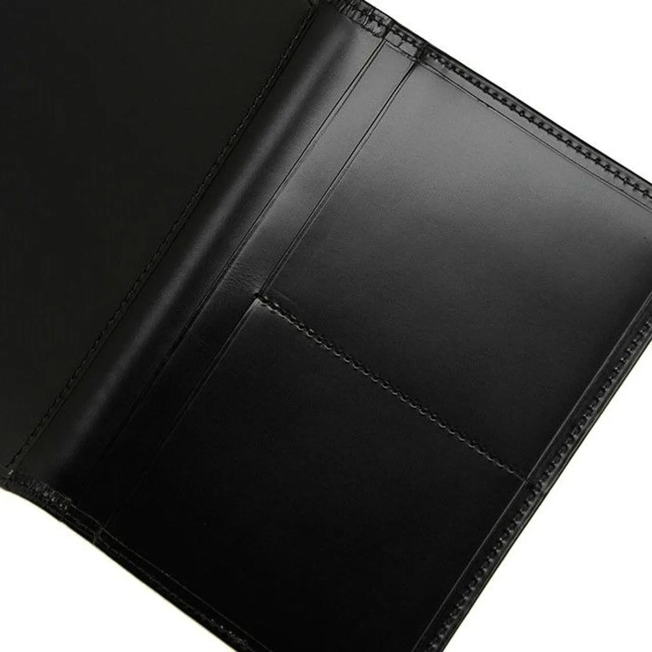 Porter-Yoshida & Co. PS LEATHER WALLET PASSPORT CASE (GLASS LEATHER Ver.) - BLACK x ORANGE