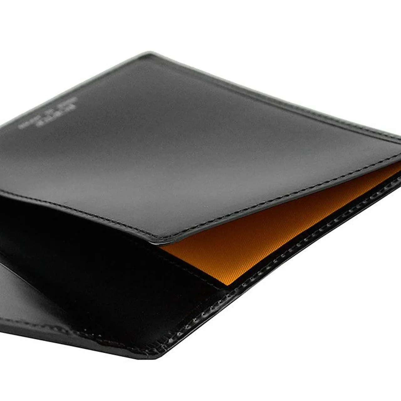 Porter-Yoshida & Co. PS LEATHER WALLET PASSPORT CASE (GLASS LEATHER Ver.) - BLACK x ORANGE