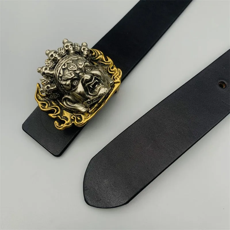 Punk Men's Brass Solid Oval Skull Craft Eco Friendly Belt Buckle