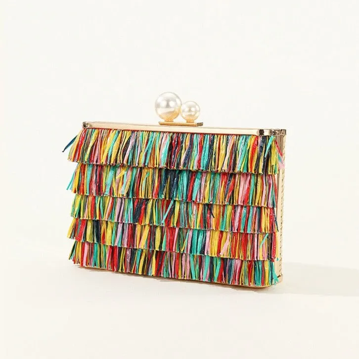 Rainbow Fringe Clutch