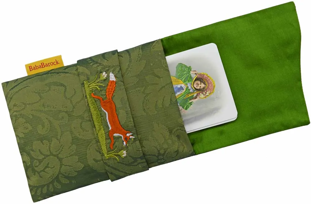 Red Fox embroidered foldover pouch