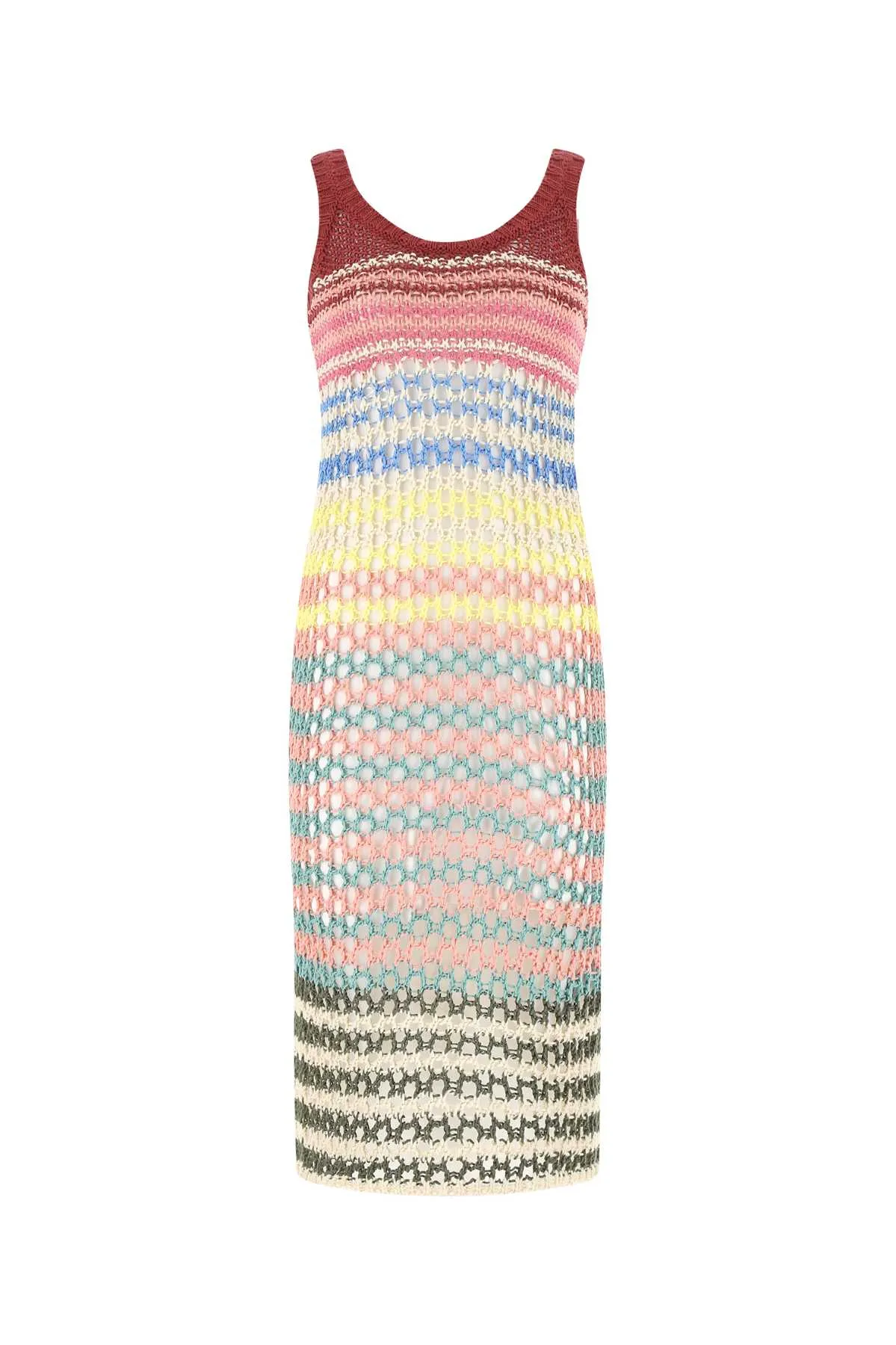 REDValentino Striped Sleeveless Midi Dress