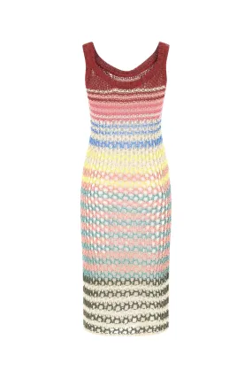 REDValentino Striped Sleeveless Midi Dress