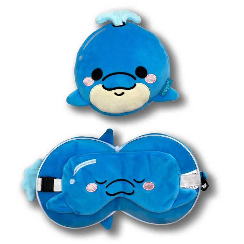 Relaxeazzz Travel Pillow & Eye Mask  - Blu the Dolphin CUSH350