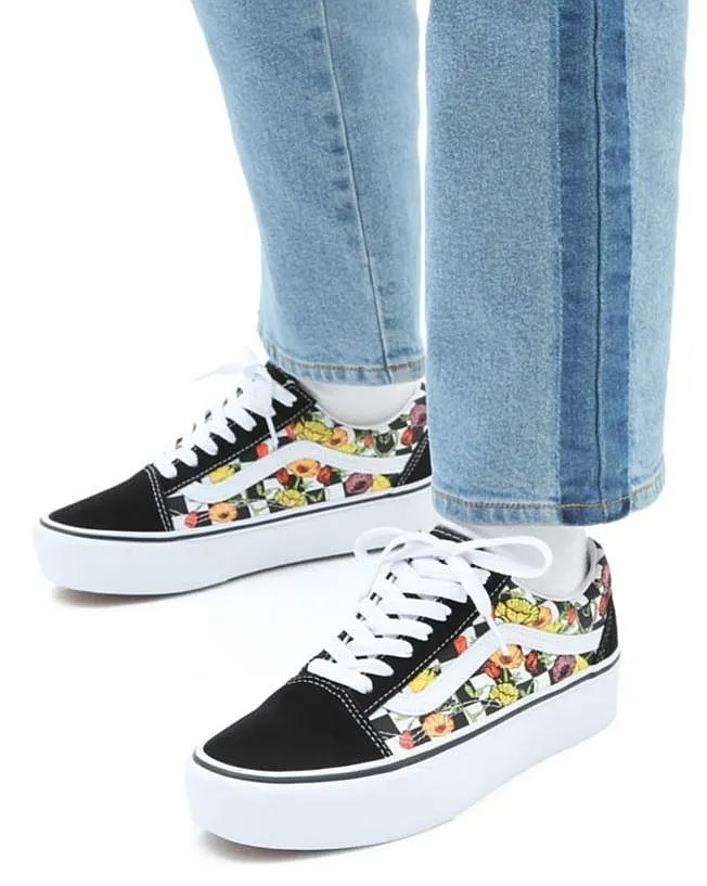 shoes Vans Old Skool Platform - Poppy Checkerboard Black/Multi