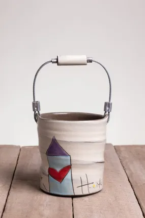 Small Home Sweet Home Bucket Hand Painted Ceramic