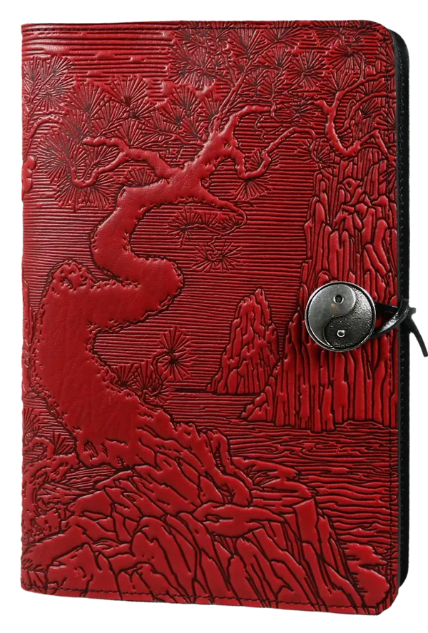 Small Leather Journal -  River Garden in Red