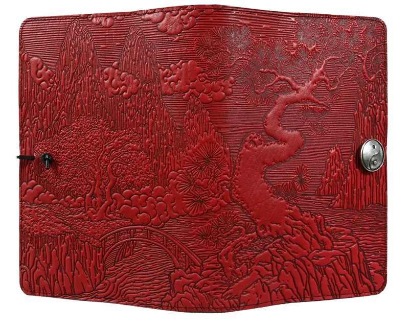 Small Leather Journal -  River Garden in Red