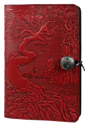 Small Leather Journal -  River Garden in Red