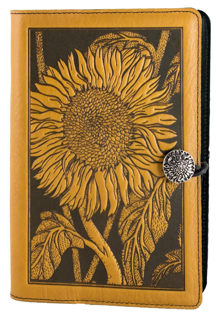 Small Leather Journal -  Sunflower in Marigold