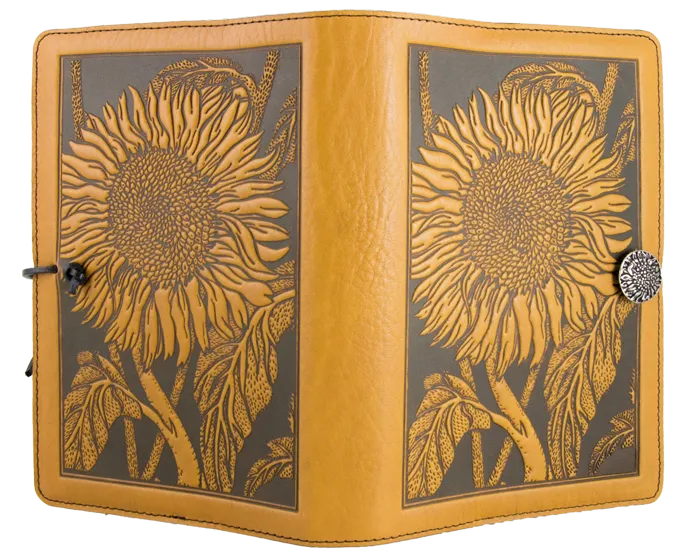 Small Leather Journal -  Sunflower in Marigold