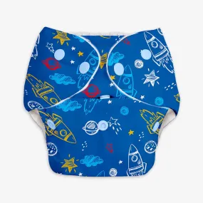 Space Rocket - BASIC Cloth Diaper, New & Improved with EasySnap & Quick Dry UltraThin Pad