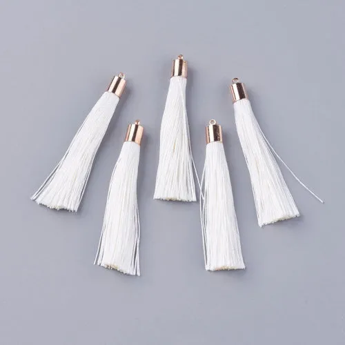 Tassels, Polyester, With Gold Cap, Creamy White, 58-65mm