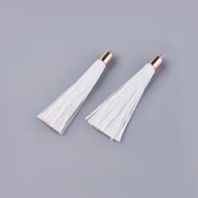 Tassels, Polyester, With Gold Cap, Creamy White, 58-65mm