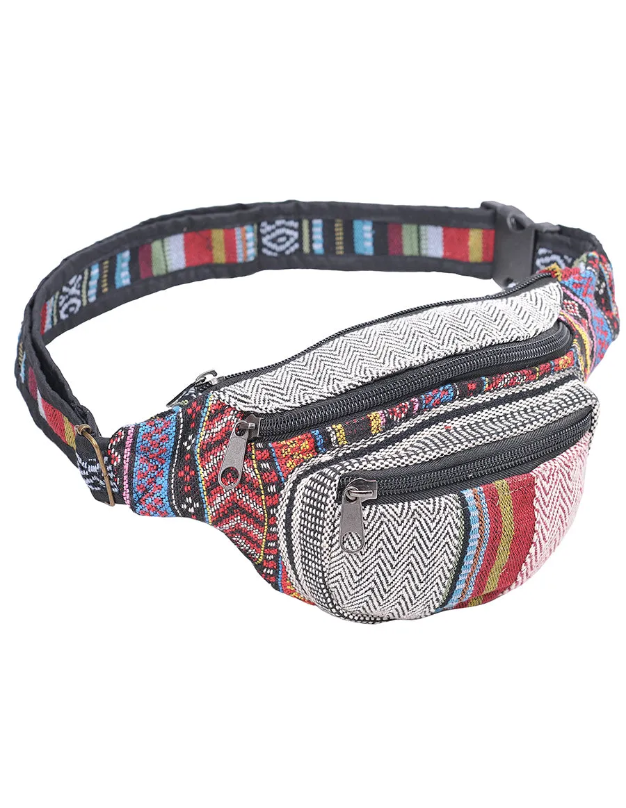 Tribal Striped Hemp and Cotton Fanny Pack