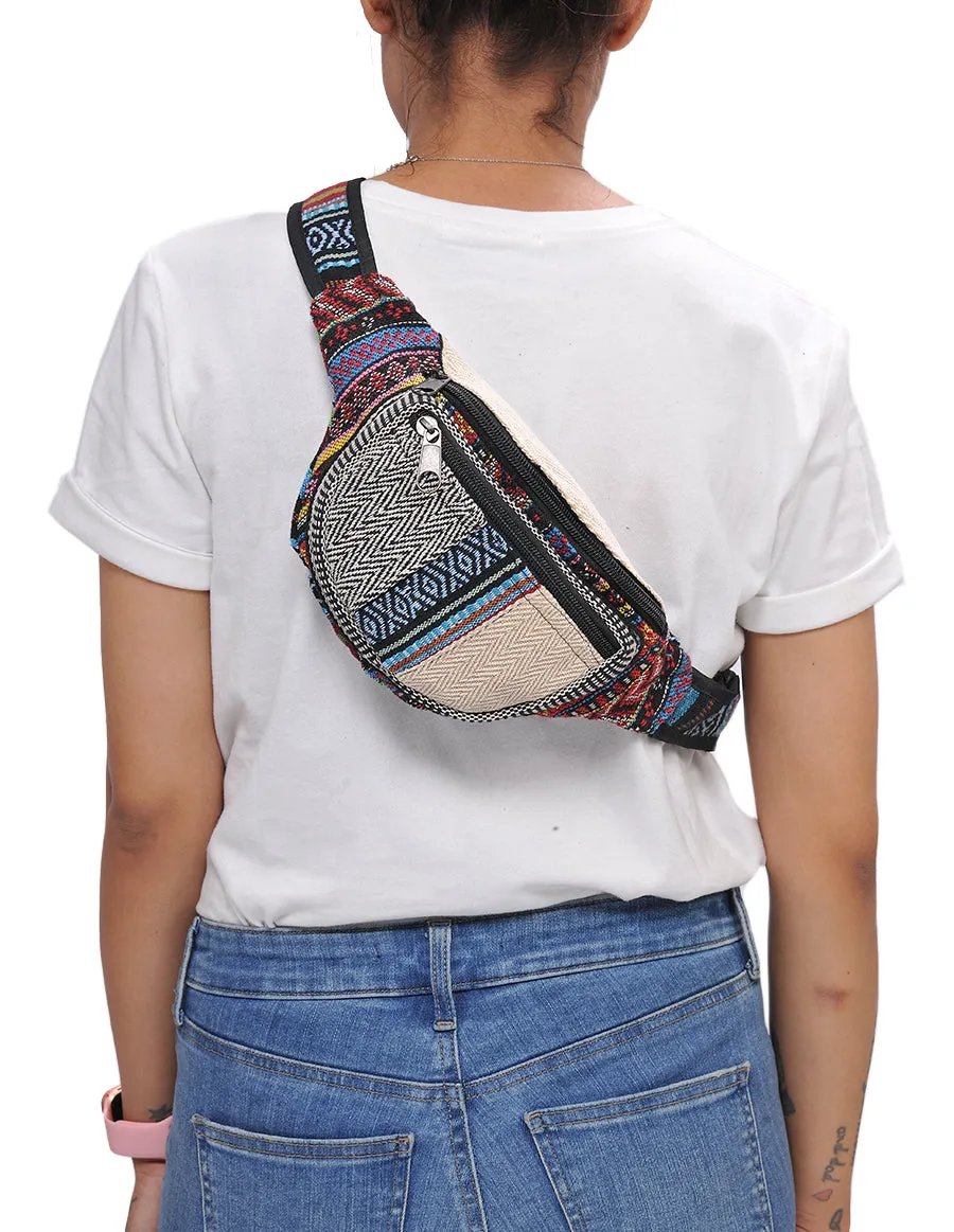 Tribal Striped Hemp and Cotton Fanny Pack