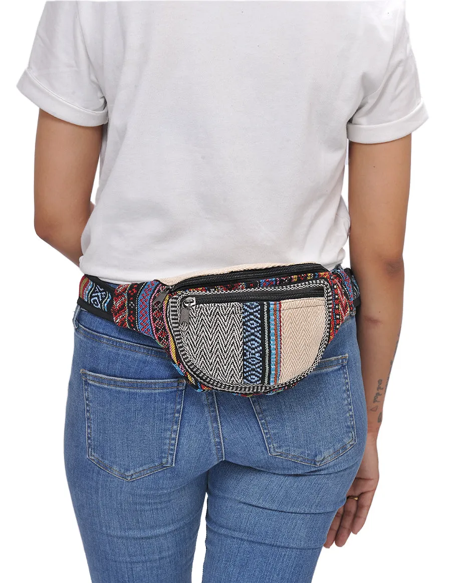 Tribal Striped Hemp and Cotton Fanny Pack