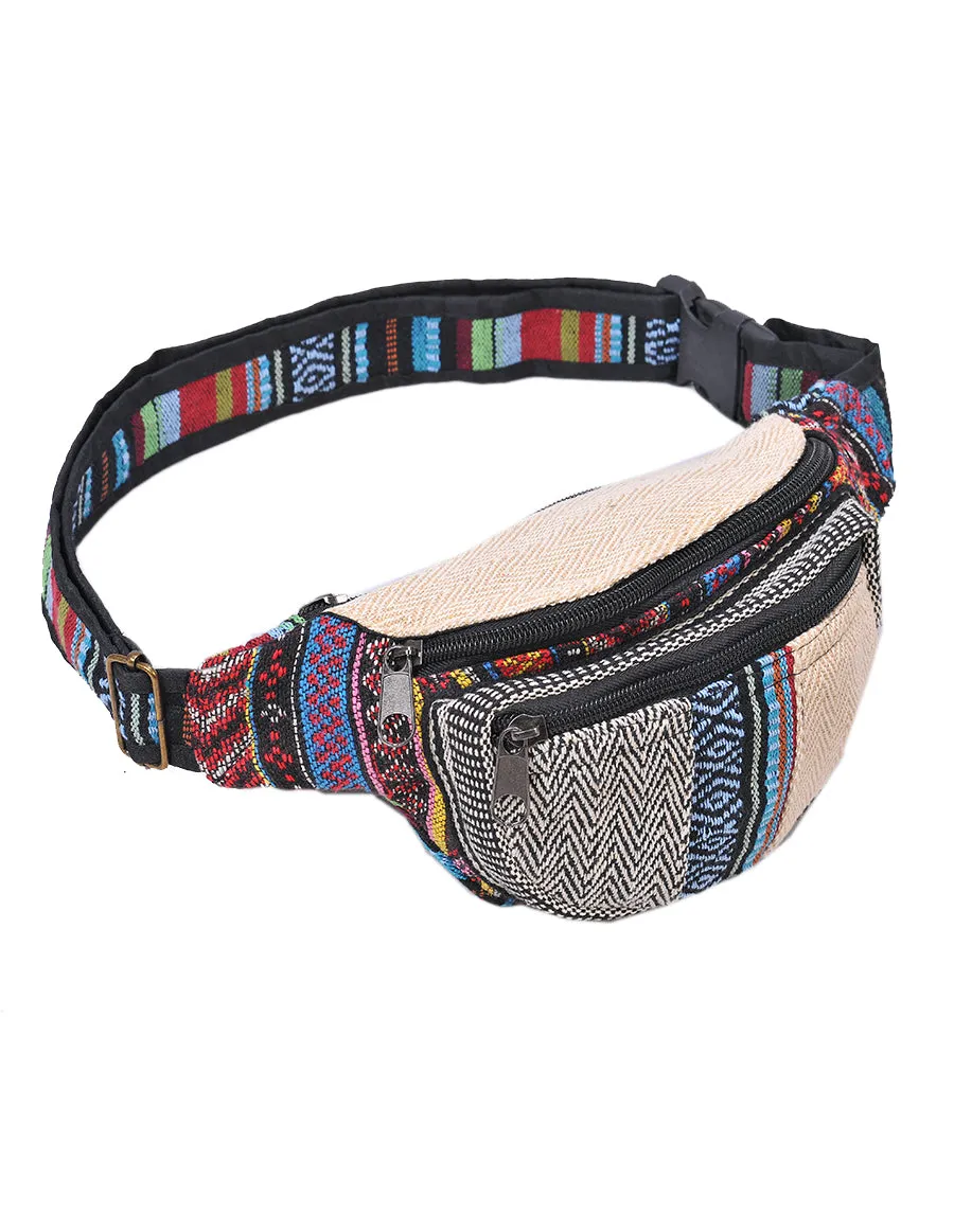 Tribal Striped Hemp and Cotton Fanny Pack