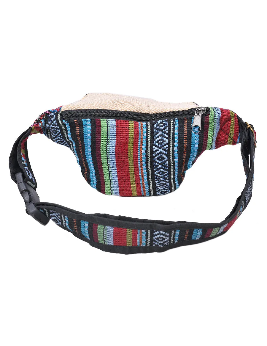 Tribal Striped Hemp and Cotton Fanny Pack